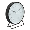 Metal Round Shaped Table Clock with Dual Curved Base Black By Casagear Home BM238177