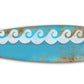 76 Inch Wooden Surfboard Wall Decor with Wave Prints Blue By Casagear Home BM238289