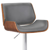 Curved Design Leatherette Barstool with Swivel Mechanism Gray - BM238328 By Casagear Home BM238328