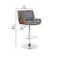 Curved Design Leatherette Barstool with Swivel Mechanism, Gray - BM238328 By Casagear Home