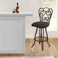 Metal Scroll Design Open Back Barstool with Fabric Padded Seat, Gray - BM238332 By Casagear Home