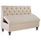 53 Inches Button Tufted Fabric Storage Bench with Turned Legs Beige - BM238375 By Casagear Home BM238375