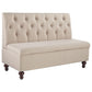 53 Inches Button Tufted Fabric Storage Bench with Turned Legs Beige - BM238375 By Casagear Home BM238375