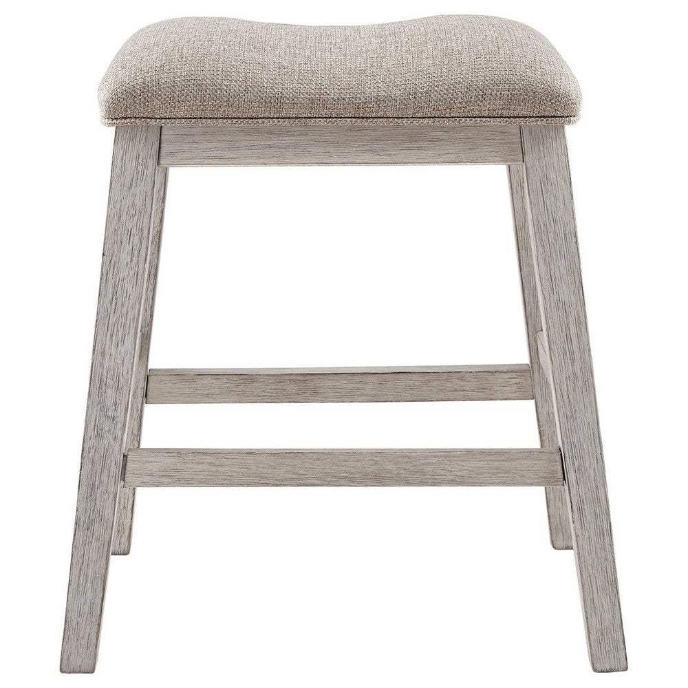 Fabric Upholstered Stool with Angled Legs Set of 2 Beige - BM238393 By Casagear Home BM238393