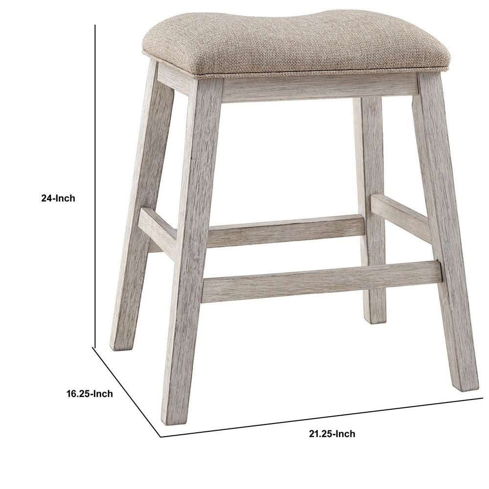 Fabric Upholstered Stool with Angled Legs Set of 2 Beige - BM238393 By Casagear Home BM238393