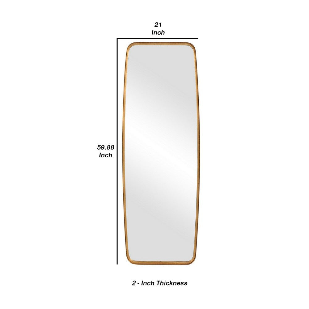 60 Inch Full Length Metal Frame Contemporary Mirror Gold By Casagear Home BM239256