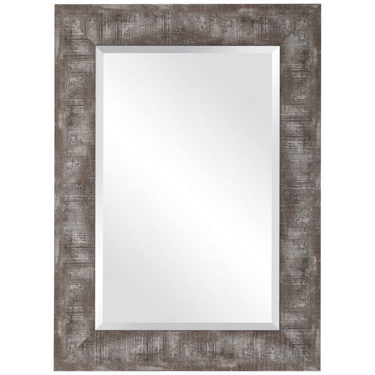 26 Inch Rustic Wooden Frame Mirror, Light Brown By Casagear Home