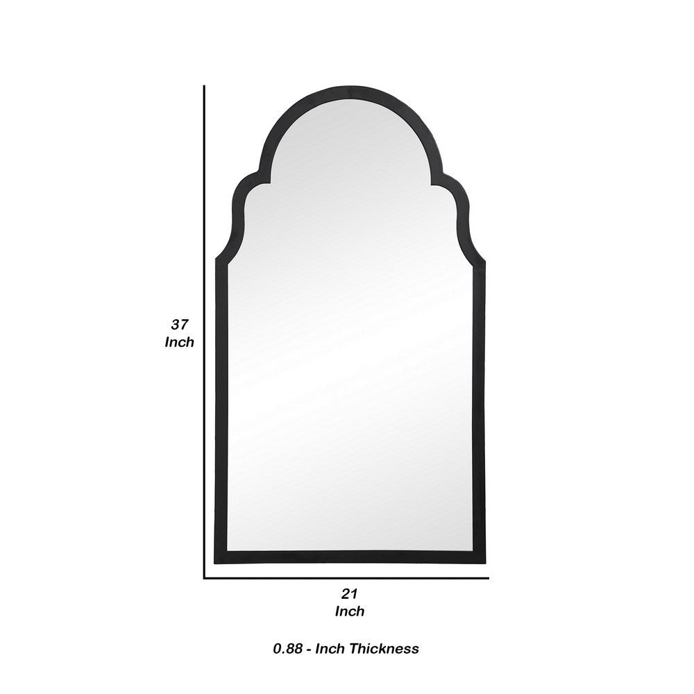 Sleek Elongated Quatrefoil Frame Mirror Black By Casagear Home BM239292