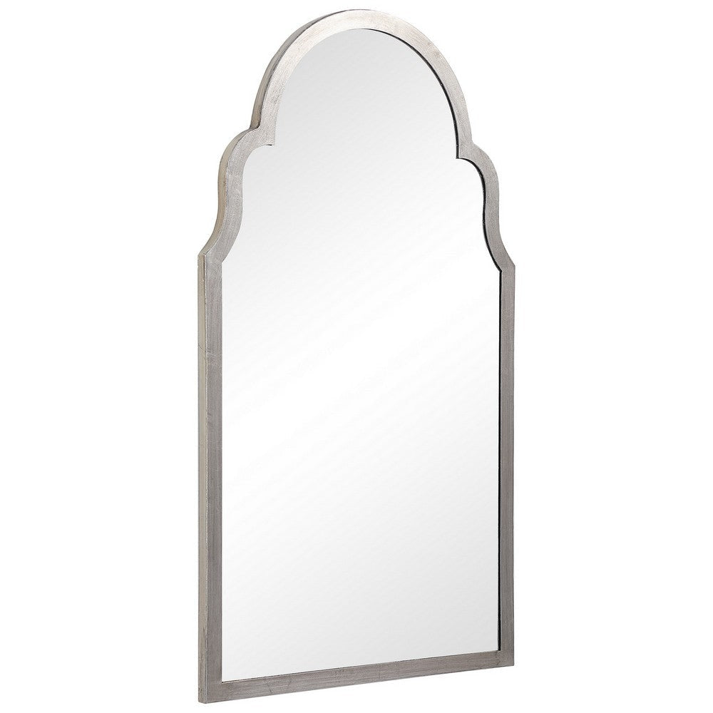 Sleek Elongated Quatrefoil Frame Mirror Silver By Casagear Home BM239294