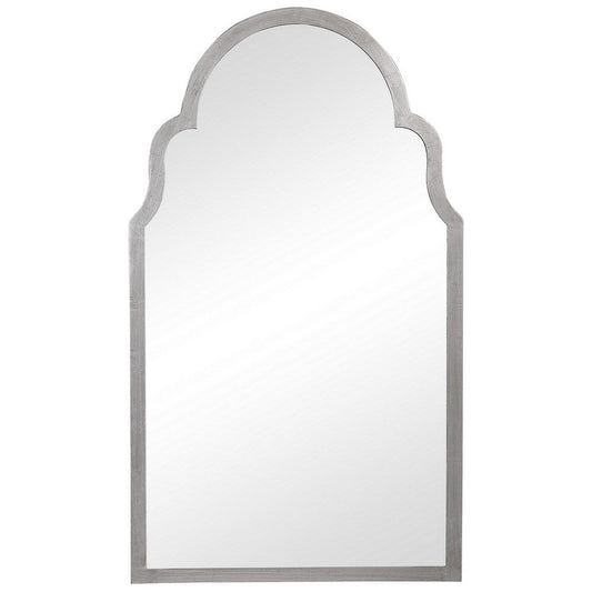 Sleek Elongated Quatrefoil Frame Mirror, Silver By Casagear Home