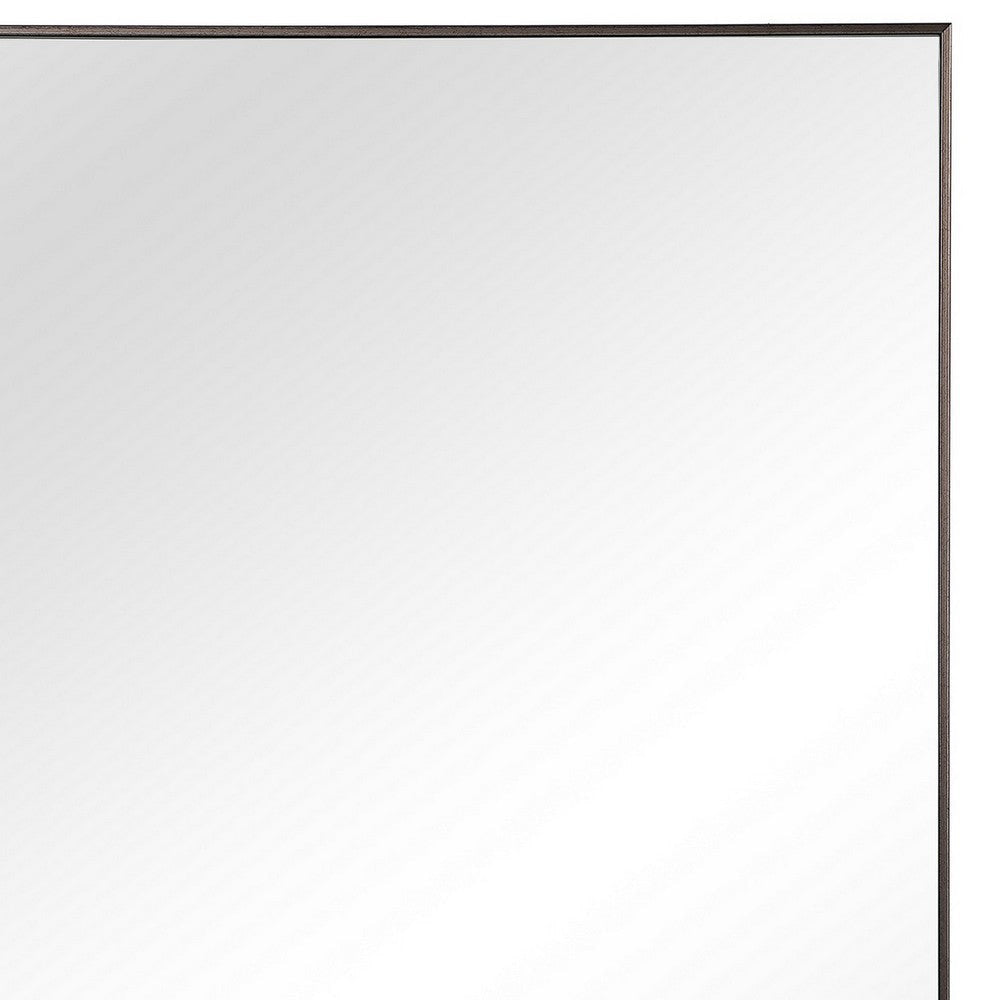 Rectangular Thin Wooden Frame Mirror Gunmetal Gray By Casagear Home BM239302