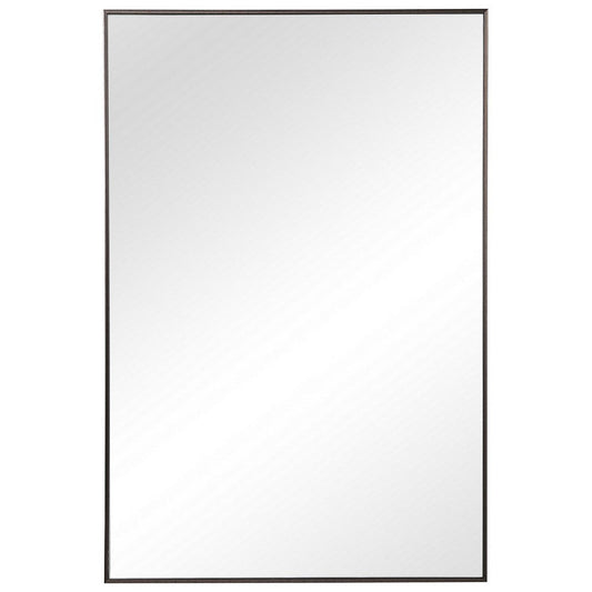 Rectangular Thin Wooden Frame Mirror, Gunmetal Gray By Casagear Home