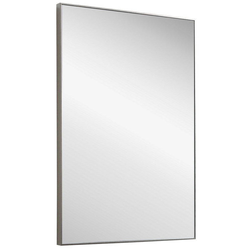 Rectangular Thin Wooden Frame Mirror Silver By Casagear Home BM239306