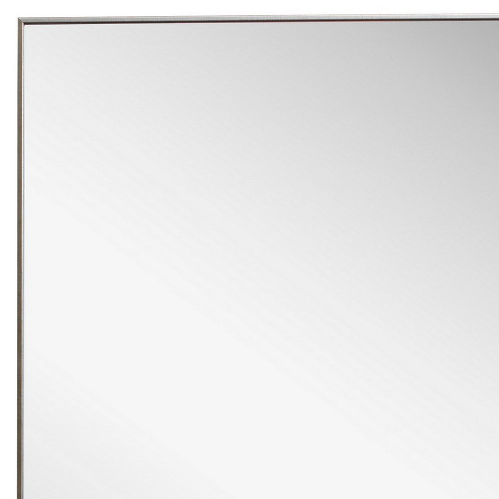 Rectangular Thin Wooden Frame Mirror Silver By Casagear Home BM239306