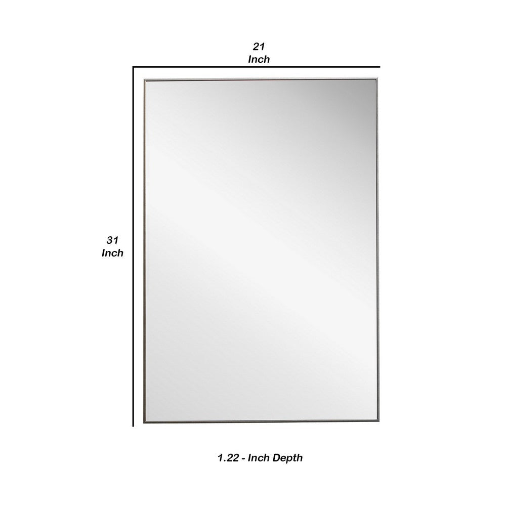 Rectangular Thin Wooden Frame Mirror Silver By Casagear Home BM239306