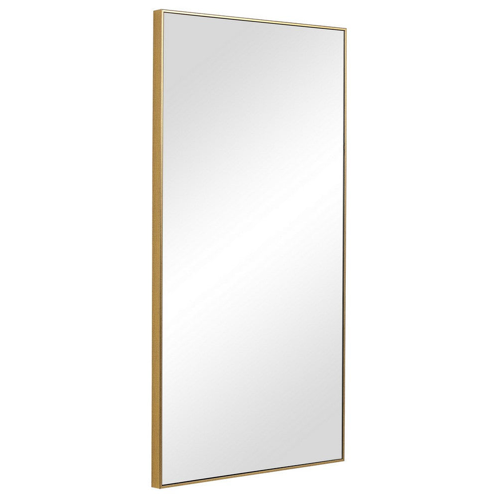 Rectangular Shape Thin Polystyrene Frame Mirror Gold By Casagear Home BM239308