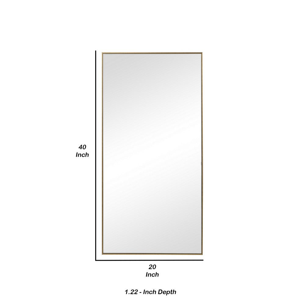 Rectangular Shape Thin Polystyrene Frame Mirror Gold By Casagear Home BM239308