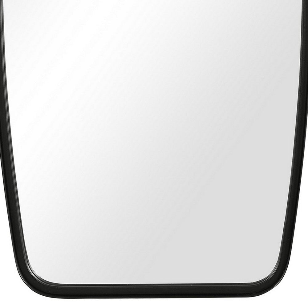 Rectangular Metal Frame Mirror with Curved Edges Black By Casagear Home BM239331