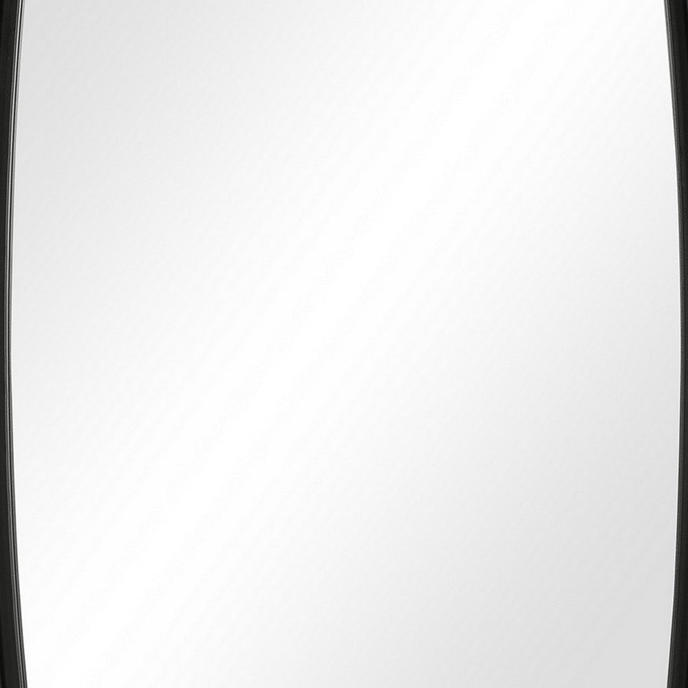 Rectangular Metal Frame Mirror with Curved Edges Black By Casagear Home BM239331