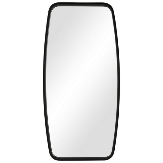 Rectangular Metal Frame Mirror with Curved Edges, Black By Casagear Home