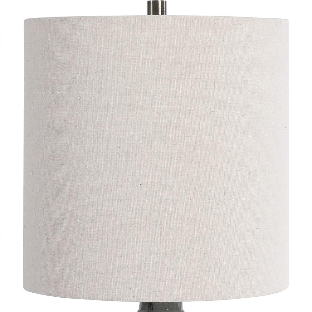 Pot Bellied Ceramic Table Lamp with Diamond Pattern Gray By Casagear Home BM239383