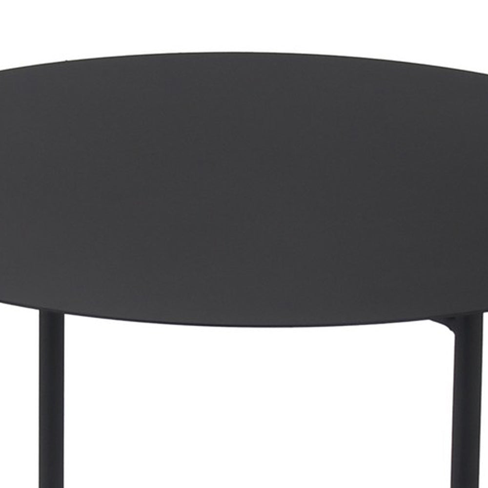 22 Inches Round Top Metal Accent Table with Tubular Legs Black By Casagear Home BM239412