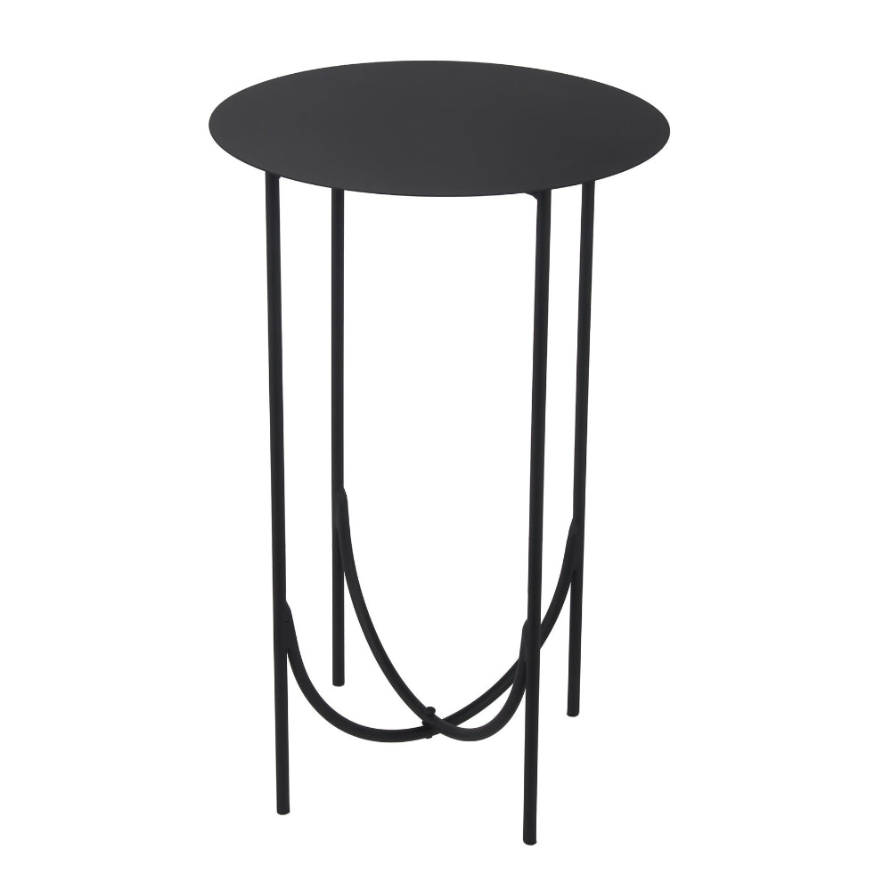 22 Inches Round Top Metal Accent Table with Tubular Legs Black By Casagear Home BM239412