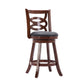 24 Inches Swivel Wooden Counter Stool with Geometric Back Brown By Casagear Home BM239710