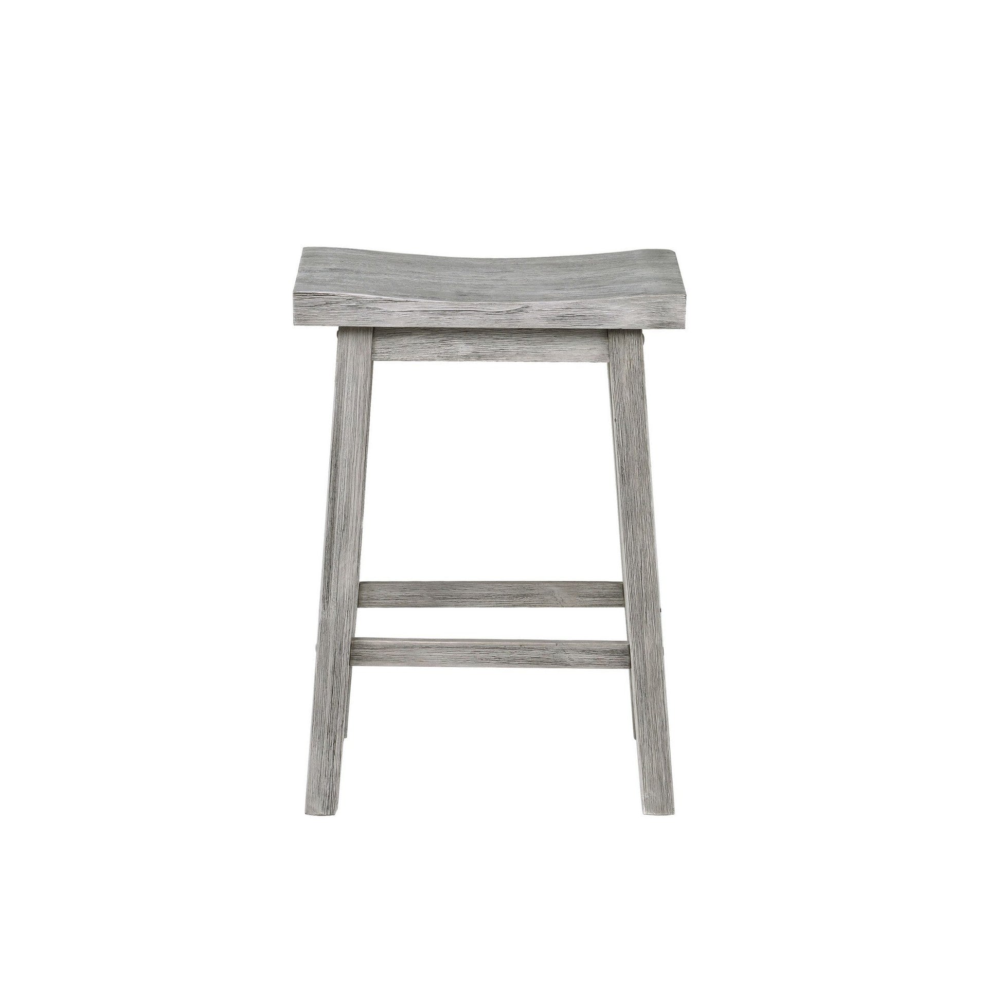 Saddle Design Wooden Counter Stool with Grain Details Gray By Casagear Home BM239730