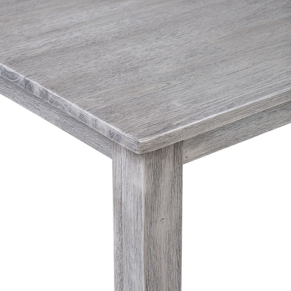 Rustic Rectangular Wooden Pub Table with Block legs Gray By Casagear Home BM239732