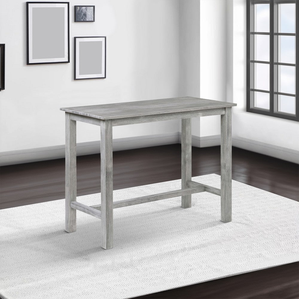 Rustic Rectangular Wooden Pub Table with Block legs Gray By Casagear Home BM239732