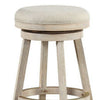 29 Inches Wooden Swivel Bar Stool with Round Fabric Seat Ivory By Casagear Home BM239736