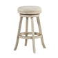 29 Inches Wooden Swivel Bar Stool with Round Fabric Seat Ivory By Casagear Home BM239736