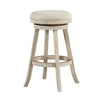 29 Inches Wooden Swivel Bar Stool with Round Fabric Seat Ivory By Casagear Home BM239736