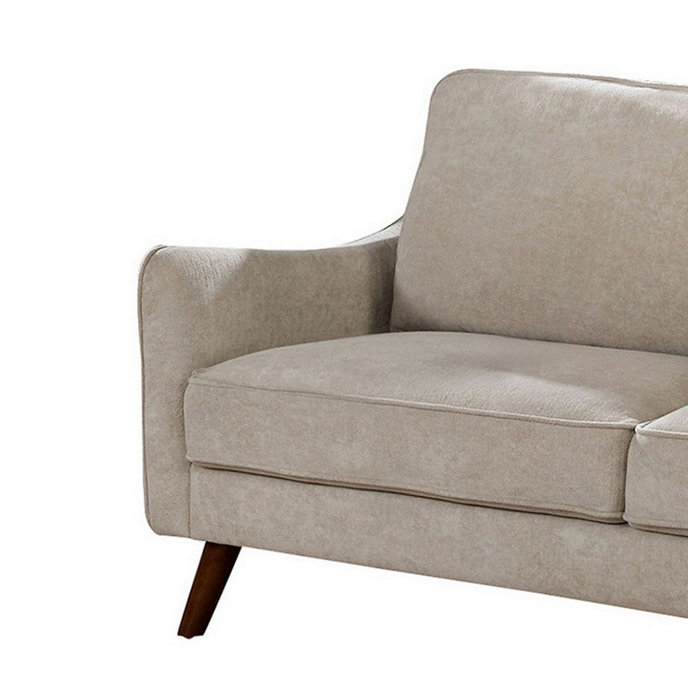 Fabric Upholstered Sofa with Tapered Angled Legs Beige By Casagear Home BM239790