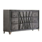 9 Drawer Fabric Frame Dresser with Tufted Accents and Acrylic Knob, Gray By Casagear Home