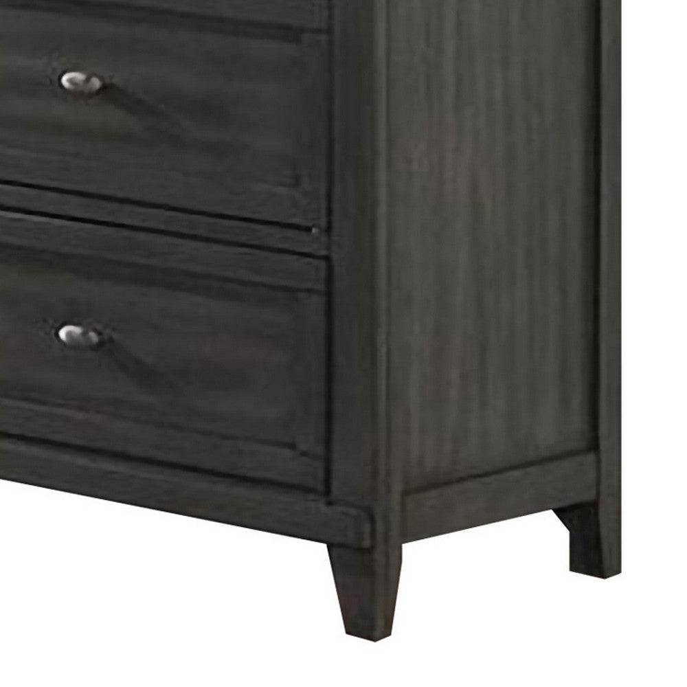 6 Drawer Wooden Dresser with Molded Details and Knob Pulls Gray By Casagear Home BM239801