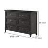 6 Drawer Wooden Dresser with Molded Details and Knob Pulls Gray By Casagear Home BM239801