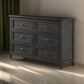 6 Drawer Wooden Dresser with Molded Details and Knob Pulls Gray By Casagear Home BM239801