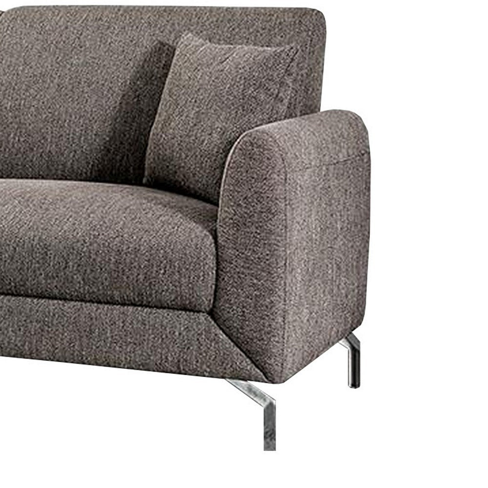 74 Inches Sofa with Fabric Padded Seat and Metal Legs Gray By Casagear Home BM239846