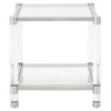 Glass Top End Table with Acrylic Legs and Metal Accents Clear Silver By Casagear Home BM239941