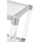 Glass Top End Table with Acrylic Legs and Metal Accents Clear Silver By Casagear Home BM239941