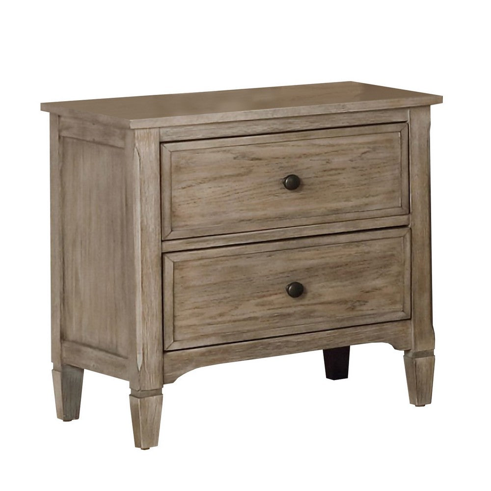 2 Drawer Wooden Nightstand with USB Slot Gray By Casagear Home BM240046