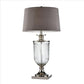 Table Lamp with Glass Pedestal Base and Fabric Shade, Chrome By Casagear Home