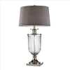 Table Lamp with Glass Pedestal Base and Fabric Shade, Chrome By Casagear Home