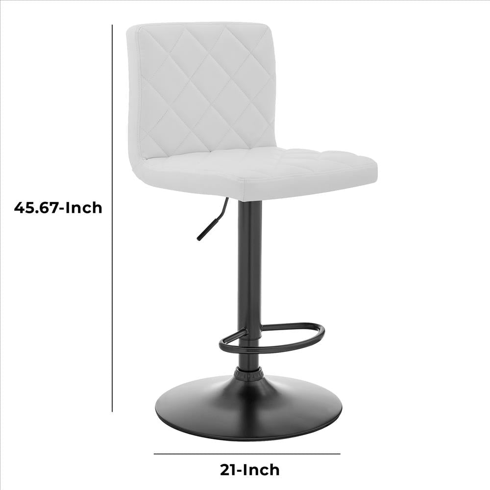 20 Inch Metal and Leatherette Swivel Bar Stool Black and White By Casagear Home BM240746