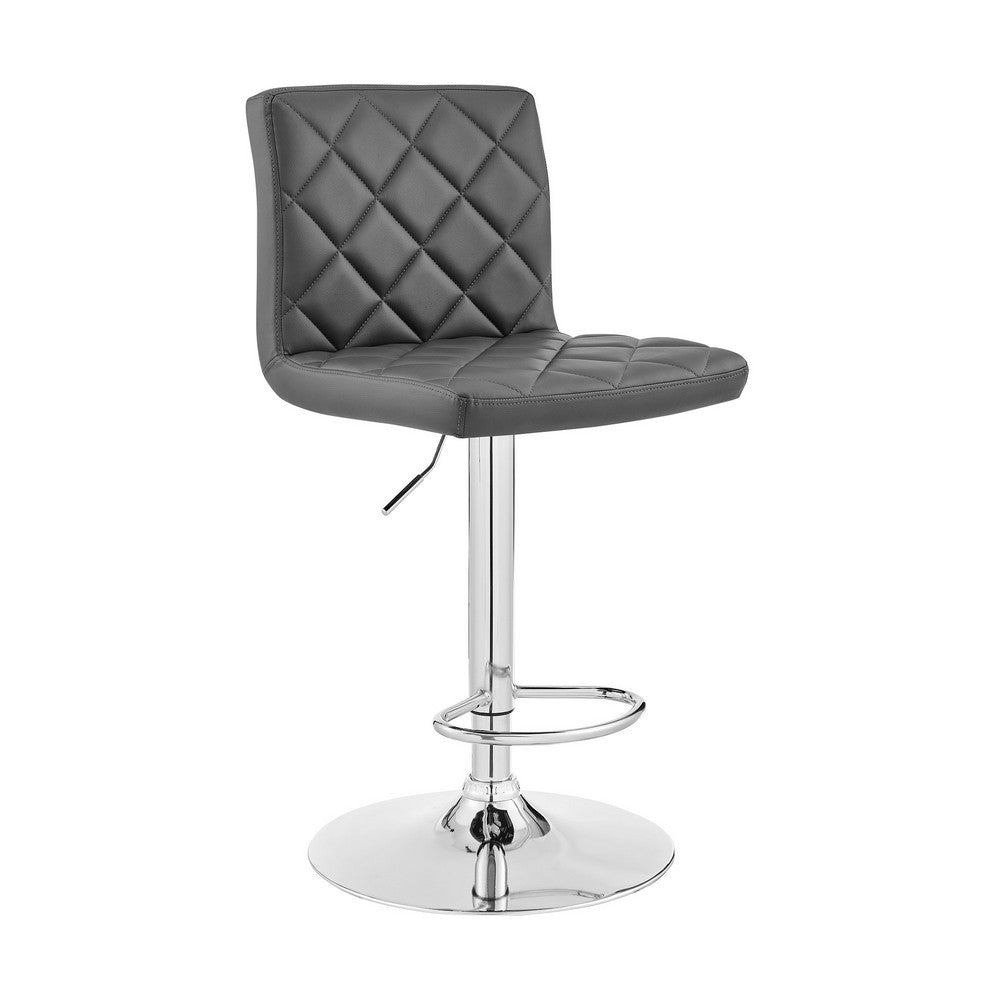 20 Inch Metal and Leatherette Swivel Bar Stool Gray and Silver By Casagear Home BM240747