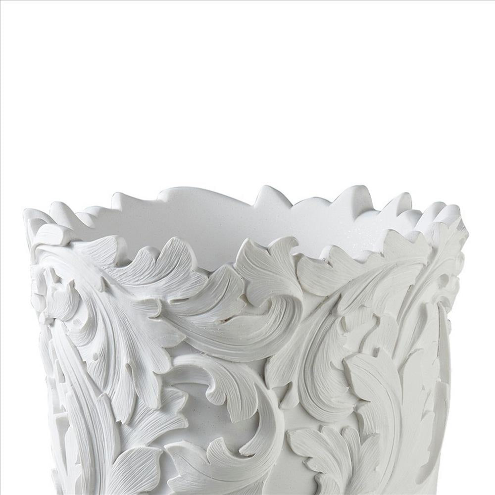 Decor Vase with Baroque Scroll Design White By Casagear Home BM240872