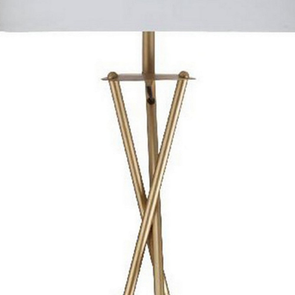 Metal Tripod Legs Floor Lamp with Rotary Switch Gold By Casagear Home BM240894