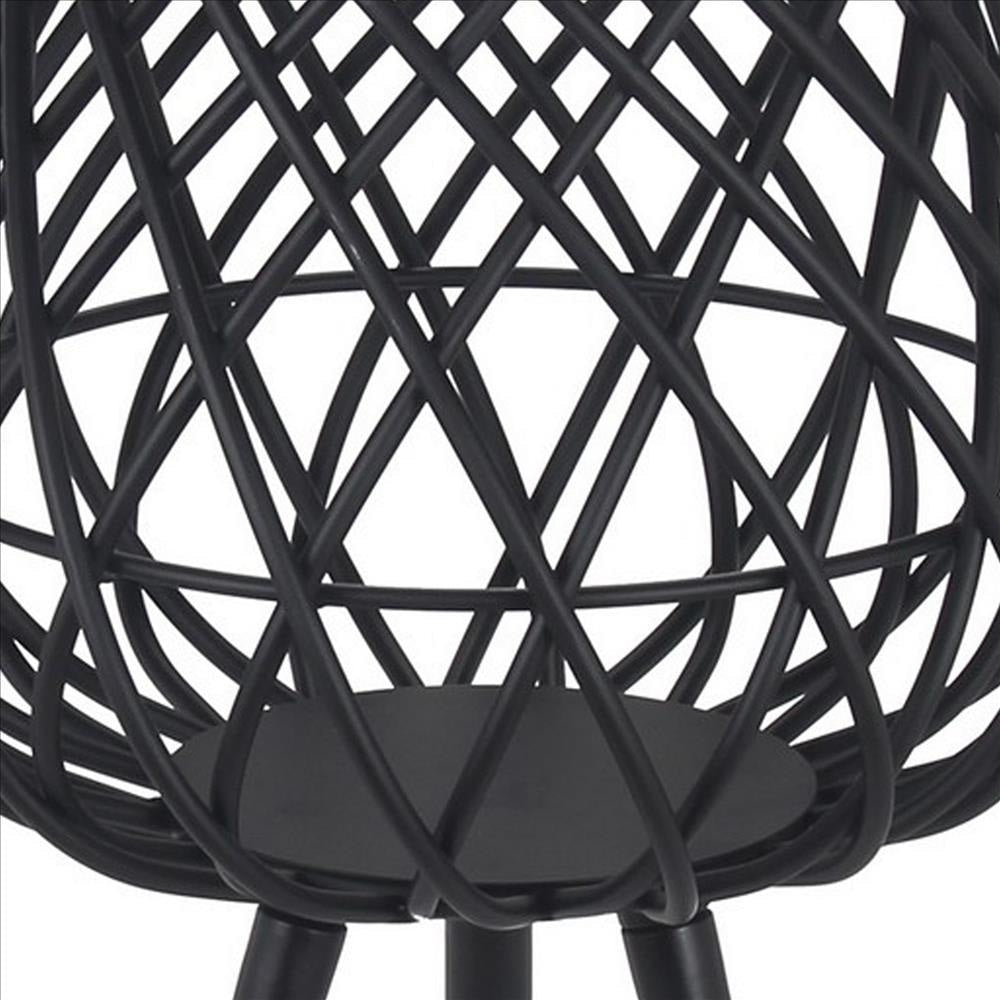 29.5’’ Dome Lattice Metal Planter with Tripod Peg Legs Set of 2 Black By Casagear Home BM241064